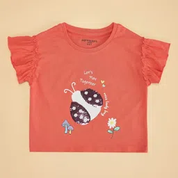 Pantaloons Junior Girls Graphic Printed Round Neck Cotton Relaxed Fit T-shirt-image-92