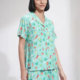 Tokyo Talkies Green Disney Conversational Printed Shirt With Shorts-image-11