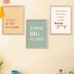 Kotart Brown & White 3 Pieces Motivational Wooden Wall Arts-image-91