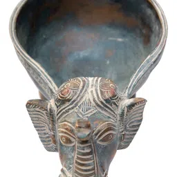Exotic India Brown Brass Elephant Head Diya-image-34