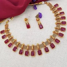 Gyaan Jewels Gold-Plated Artificial Stone Studded Jewellery Set-picture-25