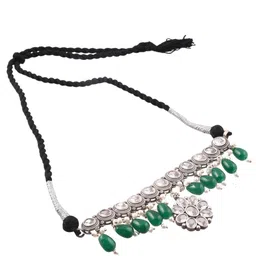 Bamboo Tree Jewels Silver-Plated Stone Studded & Beaded Jewellery Set image 2