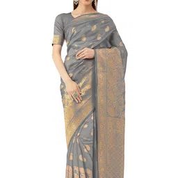 Maroosh Ethnic Motifs Woven Design Zari Banarasi Saree-picture-11