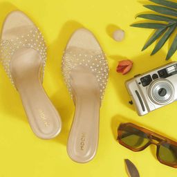 Mochi Women Embellished Open Toe Block Pumps-picture-19