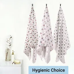 RUBOXA White & Green 4 Pieces 450 GSM Cotton Bath Towels image 3