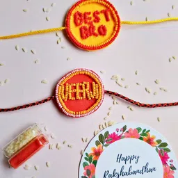 Sangria Set Of 2 Rakhi With Roli Chawal & Greeting Card-picture-14
