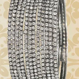 NMII Set of 12 Zircon Studded worked Glossy Finished Metal Bangles-picture-19