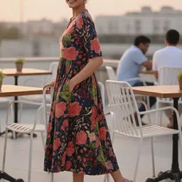 KALINI Floral Print A-Line Midi Dress image 4