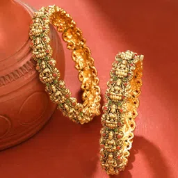 Yellow Chimes Set of 2 Gold Plated Handcrafted Bangles-picture-38