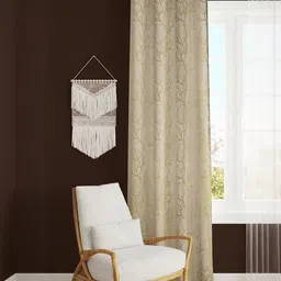 GEET CREATIONS Cream & Gold-Toned Printed Room Darkening Velvet Long Door Curtains-image-22