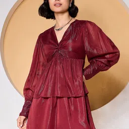 ZUMMER Puff Sleeve Layered Georgette Fit & Flare Dress image 4