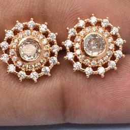 MEIRA JEWELLERY Gold Plated Artificial Stones Studded Circular Studs image 2