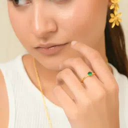 WOOYOU 925 Sterling Silver Gold-Plated Zircon Studded Finger Ring-image-1
