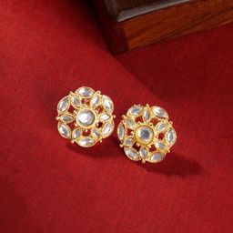 TEEJH Gold-Plated Classic Artificial Stones Studded Studs-picture-49