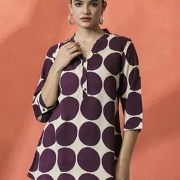 Sangria Polka Dot Printed Straight Top image 4