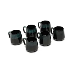 Myntra Elegant Homes Blue & Black Printed Ceramic Glossy Cups Set of Cups and Mugs image 5