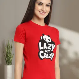 Dreambe Women Pack of 2 Typography Printed Round Neck Cotton T-shirts image 5