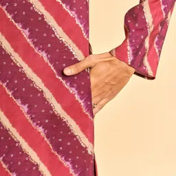 Diwas by Manyavar Bandhani Printed Thread Work Mandarin Collar Straight Kurta image 3