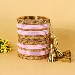 NMII Set Of 32 Gold-Plated Zircon Diamond-Studded Antique Bangles-picture-26