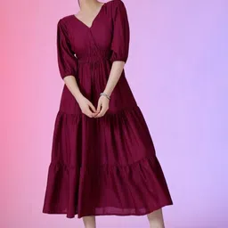 Femvy Tiered V-Neck Fit & Flare Maxi Dress-picture-28