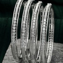 KARATCART Set Of 4 Silver-Plated AD-Studded Bangles-picture-20