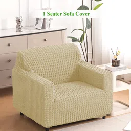 HOKIPO Beige 280 GSM Anti Slip Sofa Cover With Arms-picture-43