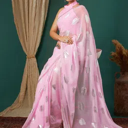KALINI Pink Pure Georgette Embellished Sarees image 2