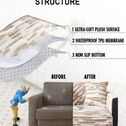 DREAM CARE Beige & Beige Printed Polyester 3 Piece Sofa Cover With Arms image 5