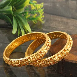 Jewar Mandi Set Of 2 Gold-Plated Bangles-picture-26
