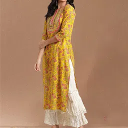 all about you Women Floral Printed Screen Print Daily Cotton A-Line Kurta image 5