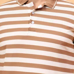 MEGHZ Men Striped Polo Collar Slim Fit T-shirt image 2