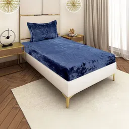 BLUEDOT Blue 220 TC Single Bedsheet with 1 Pillow Covers-picture-54