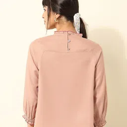 U.S. Polo Assn. Women Floral Yoke Design Round Neck Top image 4