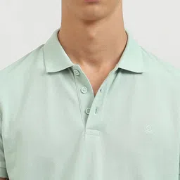 United Colors of Benetton Men Polo Collar Pure Cotton Raw Edge T-shirt image 2