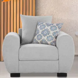 casacraft from pepperfry Florence Fabric 1 Seater Sofa in Light Grey Colour-picture-12
