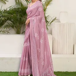 SANISA Floral Poly Chiffon Handloom Saree image 2