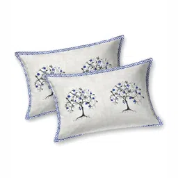 Plarsh Comfort White & Blue Floral 180 TC King Bedsheet with 2 Pillow Covers-picture-16