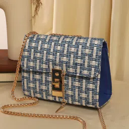 HAUTE SAUCE by Campus Sutra Women Checked Structured Shoulder Bag-image-75