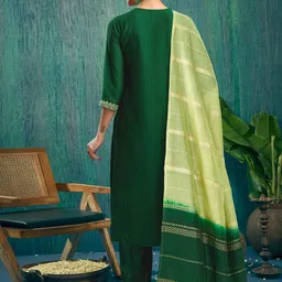 SANISA Women Ethnic Motifs Regular Kurta with Trousers & With Dupatta image 2