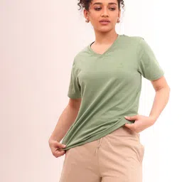 NAP STORY Women V-Neck Short Sleeve Cotton Lounge Tshirts-picture-12