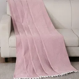 HOMETHREADS Peach-Coloured Embroidered Sofa Cover image 4