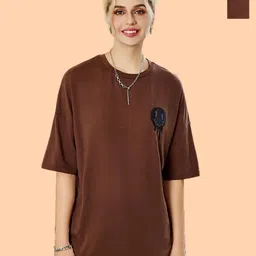 Metronaut Women Pack of 2 Graphic Printed Round Neck Cotton Oversized T-shirts-picture-31