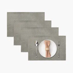 LUXEHOME INTERNATIONAL Black 4 Pieces Textured Anti-Skid Table Placemats image 3
