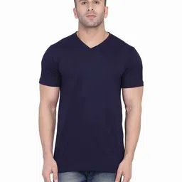 Blisstone Men Solid V-Neck Slim Fit T-shirt-image-32
