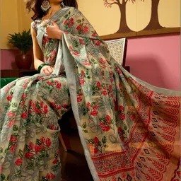 PAMPER YOURSELF Floral Designer Saree image 5