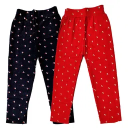 CUBIHEXA Girls Pack Of 2 Printed Mid-Rise Ankle Length Leggings-image-15