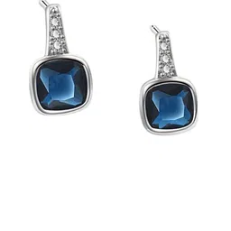 MYKI Stainless Steel Silver Plated Cubic Zirconia Studded Square Shaped Drop Earrings image 4