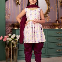 Muhuratam Girls Purple Poly Crepe Kurta Sets-picture-28