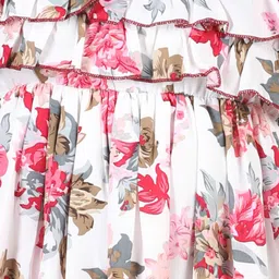 Cutiekins Girls Floral Printed Bell Sleeve Ruffled Fit & Flare Dress image 2