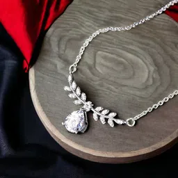 Designs & You Silver-Plated Cubic Zirconia Studded Contemporary Pendants with Chains image 1